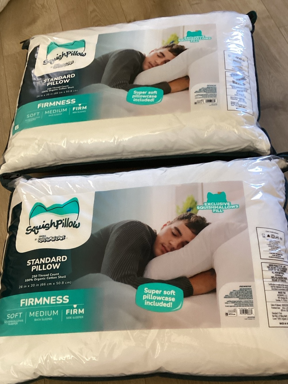 SquishPillows BUBDLE OF TWO - Original Squishmallows Standard Firm Pillows, NWT